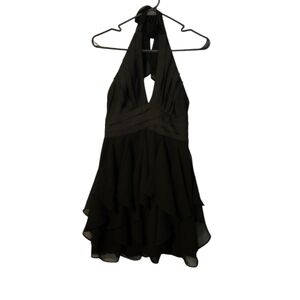 Twenty One Women's Black Ruffled Tiered Babydoll Dress for Cocktail Size S